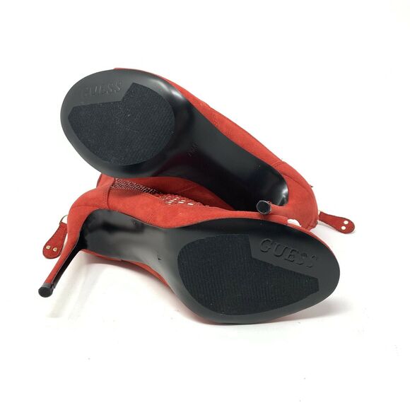 Guess Kadre Red Peep Toe Ankle Bootie Stiletto Heels Size 7.5 NEW NIB - Picture 5 of 6